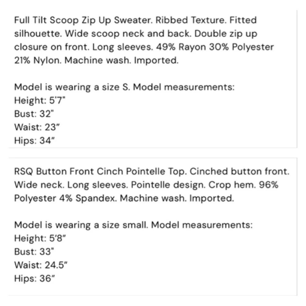 RSQ & Full Tilt Bundle Long Sleeve Sweater T-Shirt Bundle XS/S Cropped Top Basic